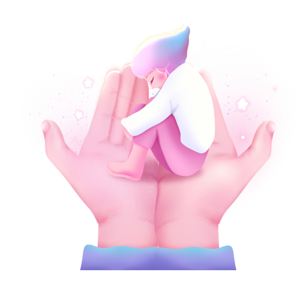 梦幻手心里的蜷缩女孩图片下载