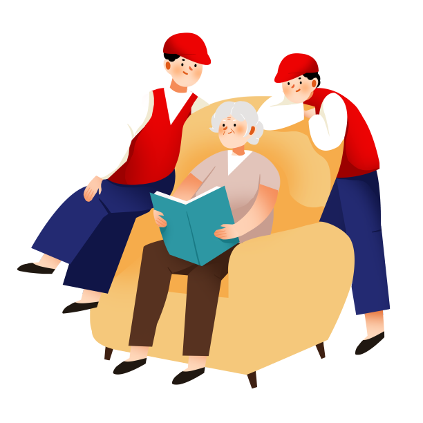 志愿者陪伴老年人看书图片下载
