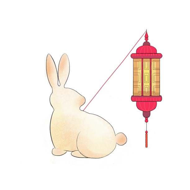剪影兔子提灯笼中秋节图片下载