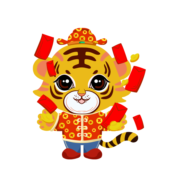 虎年新年老虎红包福娃素材图片
