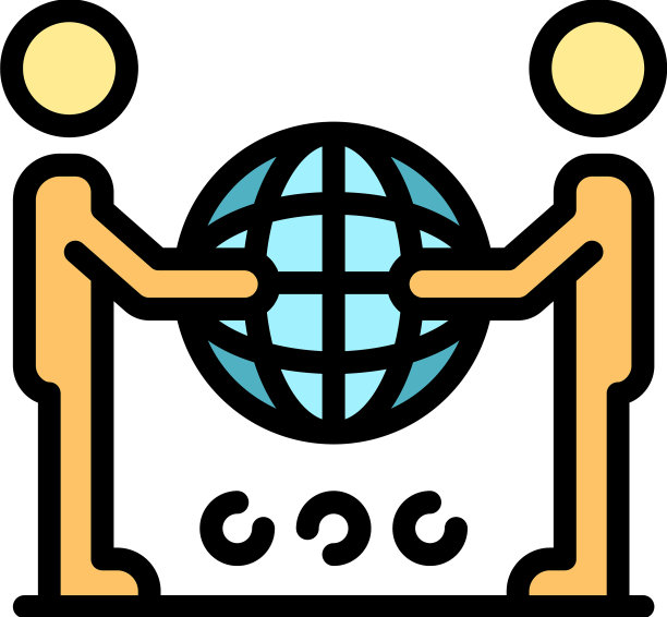 两只手拿着地球仪图标的颜色轮廓图片下载