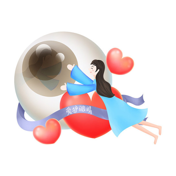 女孩爱护眼睛插画元素图片下载