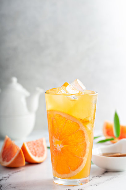 柚子蜂蜜茉莉花茶配冰图片下载