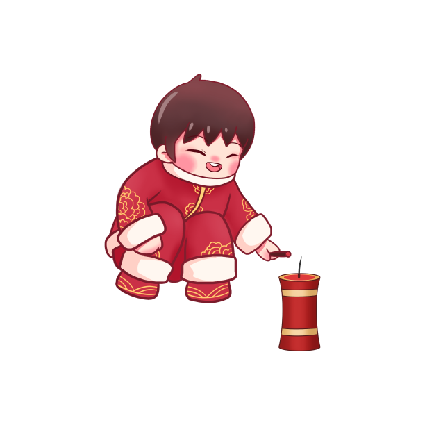 虎年新年场景放鞭炮素材图片