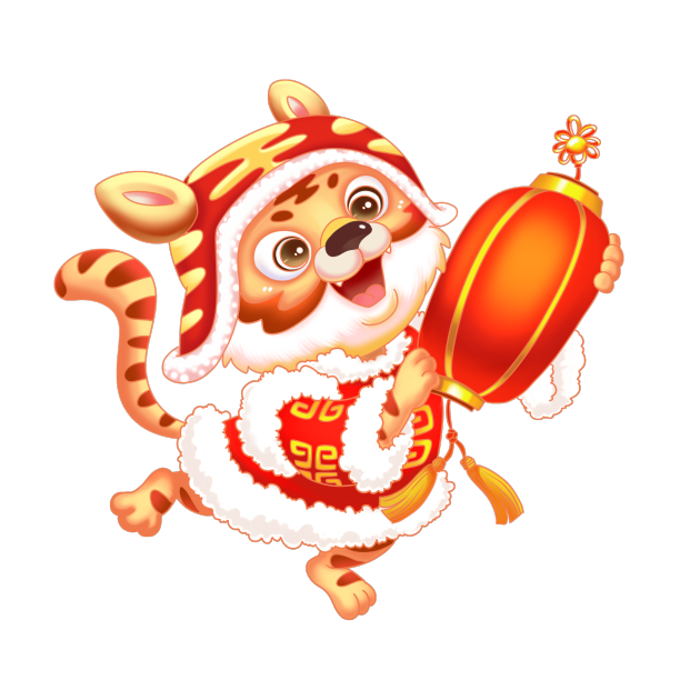 虎年立体老虎拿灯笼素材图片