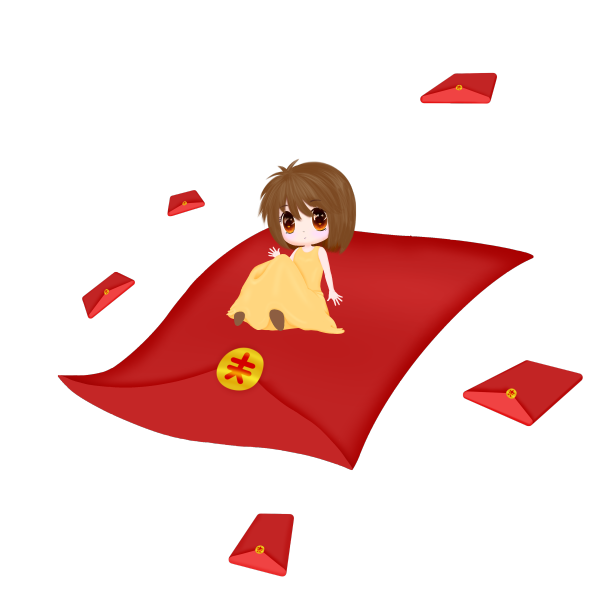 卡通红包女孩双11图片下载