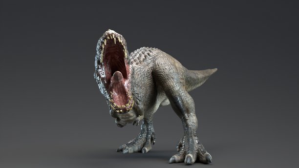V -雷克斯恐龙，背景。三维渲染图片下载