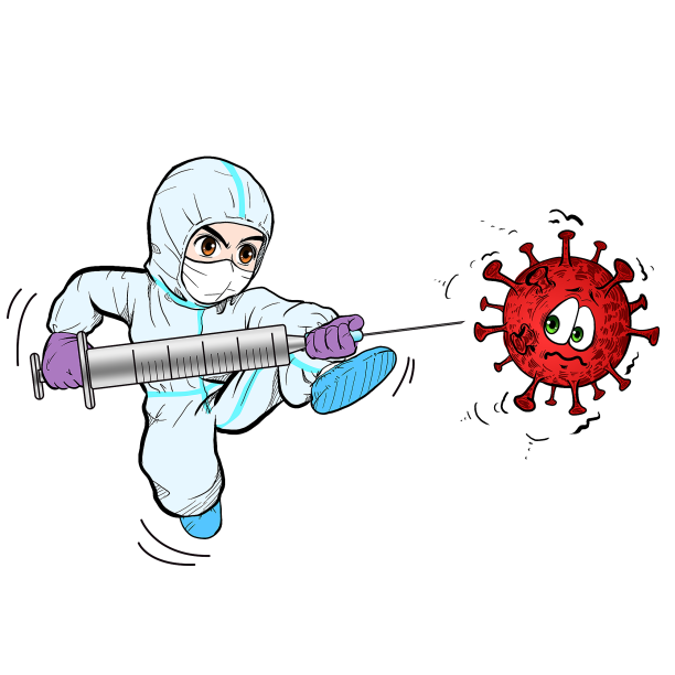 卡通风消毒医护人员图片下载