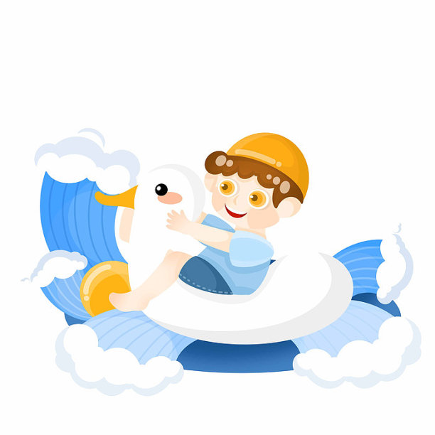 鸭子泳圈玩水的男孩图片下载