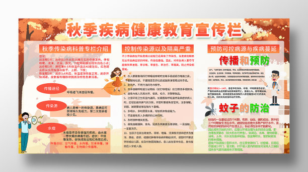 秋季疾病健康教育宣传栏图片下载