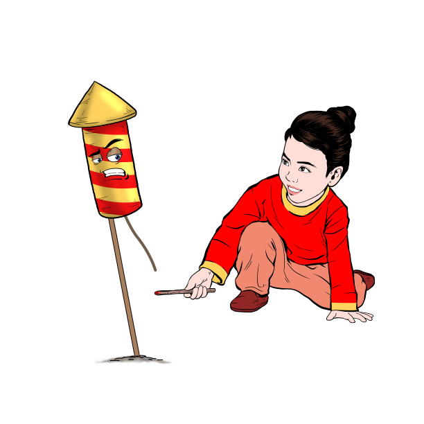 虎年放鞭炮的小孩图片下载