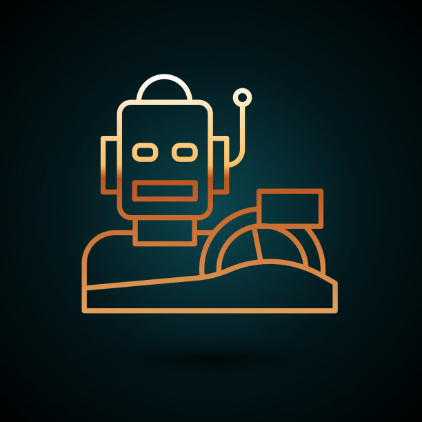 金线机器人人形驾驶汽车图标图片下载