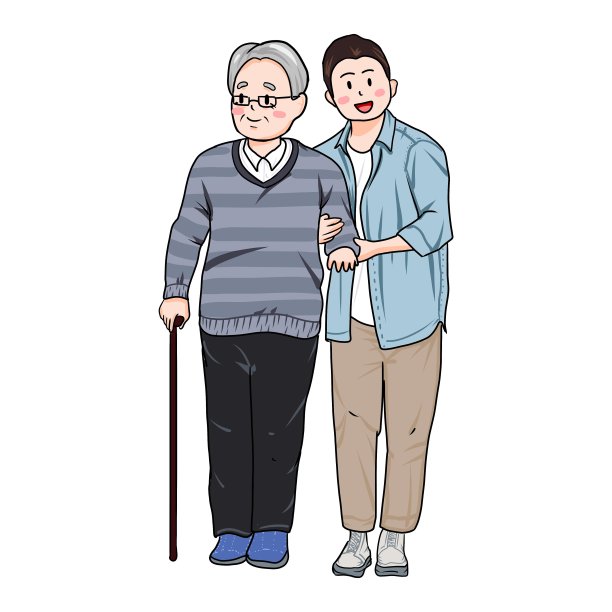 关心老人陪伴元素图片下载