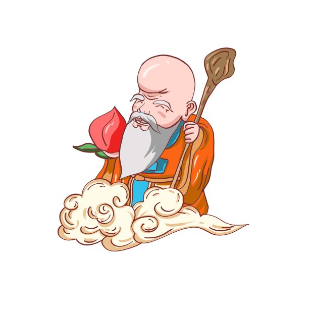红色寿星仙鹤插画图片下载