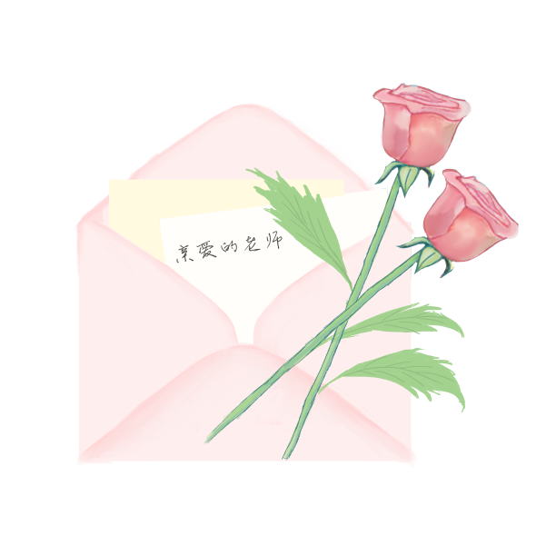 教师节信封玫瑰花素材图片