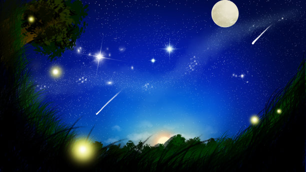 手绘插画唯美星空图片下载