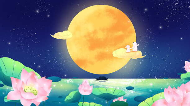 荷花与玉兔psd图片下载