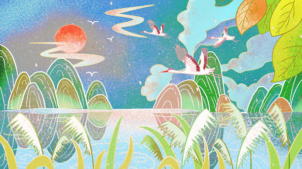 手绘古风白露插画图片下载