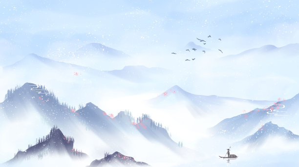 雾气小雪冬至雪景素材图片