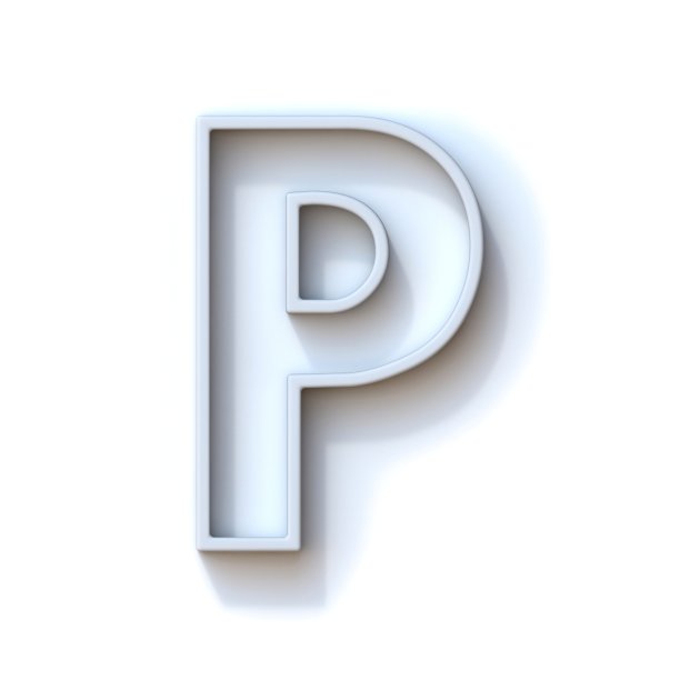 灰色挤出轮廓字体与阴影字母p3d图片下载
