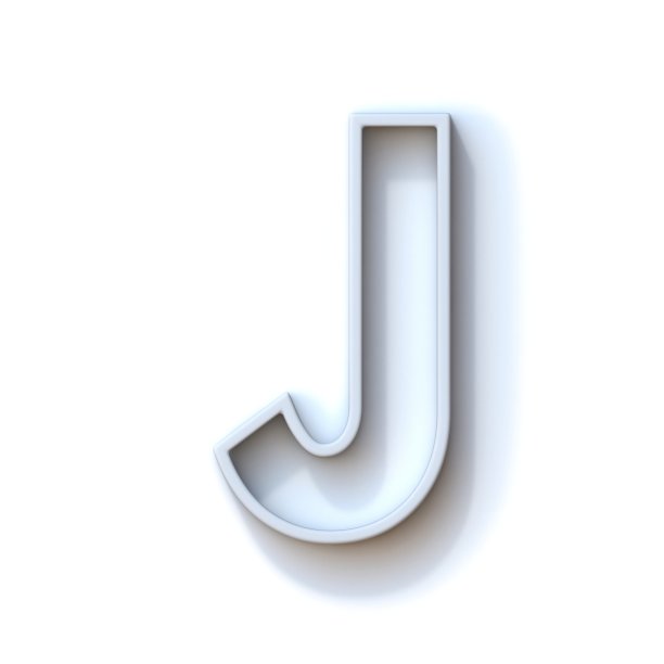 灰色挤出轮廓字体与阴影字母J 3D图片下载