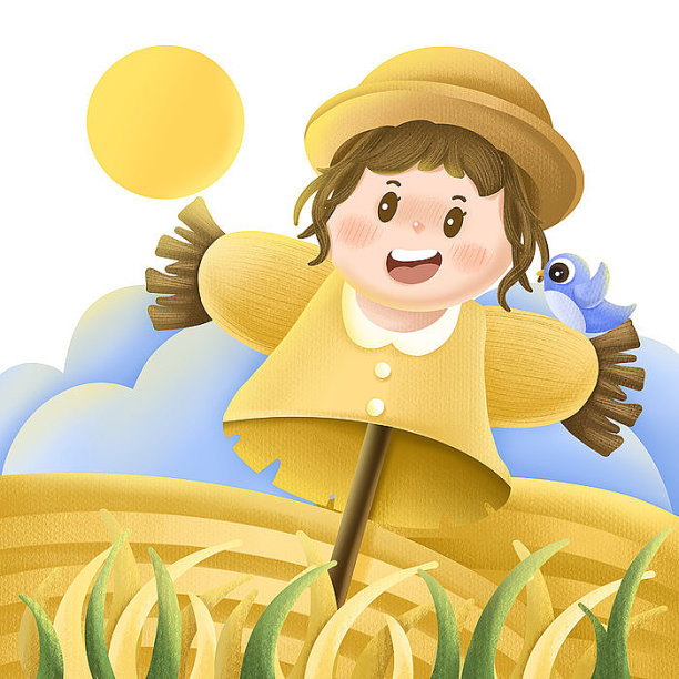 稻草人稻田元素图片下载