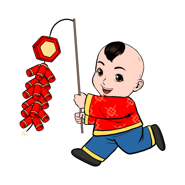 放鞭炮的小孩素材图片
