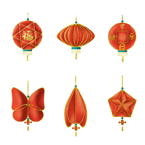 新年灯笼金边图片下载