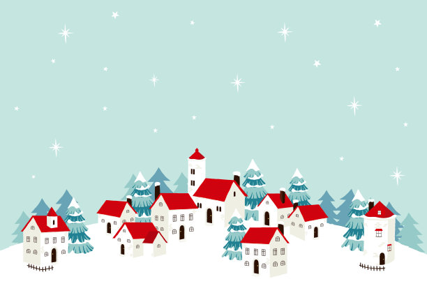矢量插图的圣诞节景观。图片下载