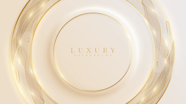 奢华背景配以金色圆线及亮灯元素，水彩风格设计。图片下载