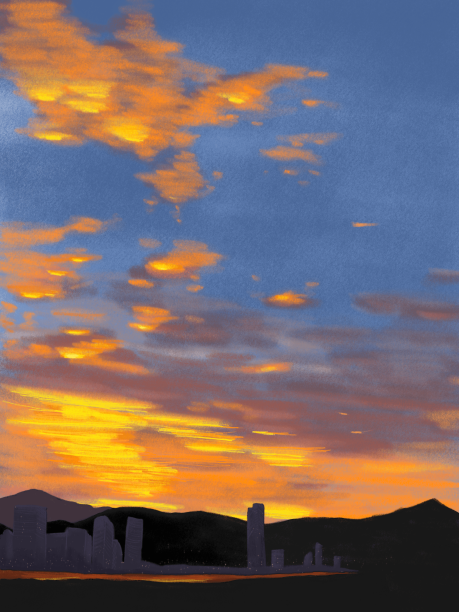 夕阳天空远景图片下载