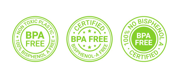 BPA免费邮票。一套生态包装贴纸。矢量插图。图片下载