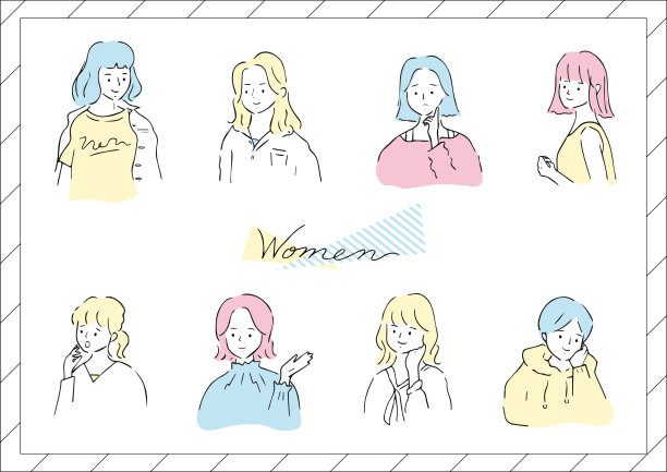 时尚女性脸部的固定插图图片下载