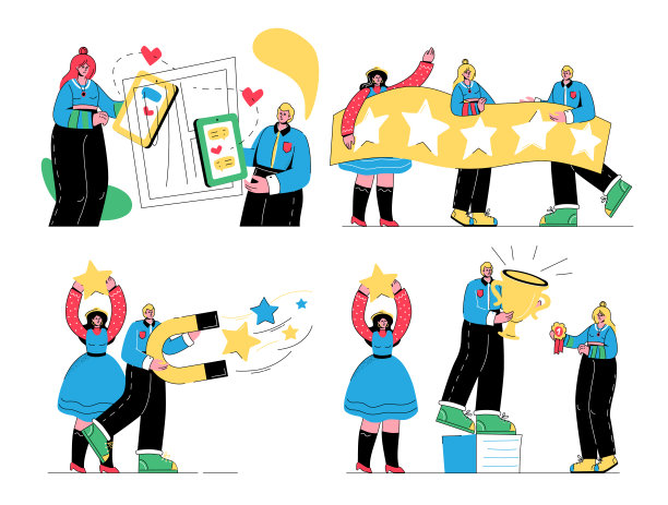 胜利-彩色平面设计插图集与时髦的人物图片下载