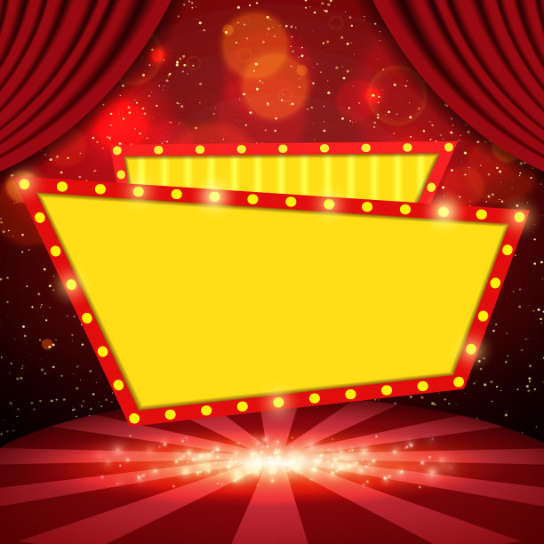 奢华的红色闪耀矢量背景与复古旗帜图片下载