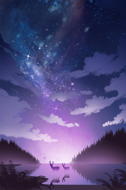 唯美星空鹿图片下载
