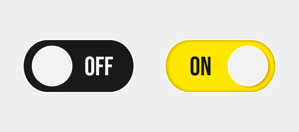 On和Off切换开关按钮在现代平面风格的UX UI手机设计界面。矢量插图孤立在浅色背景上图片下载