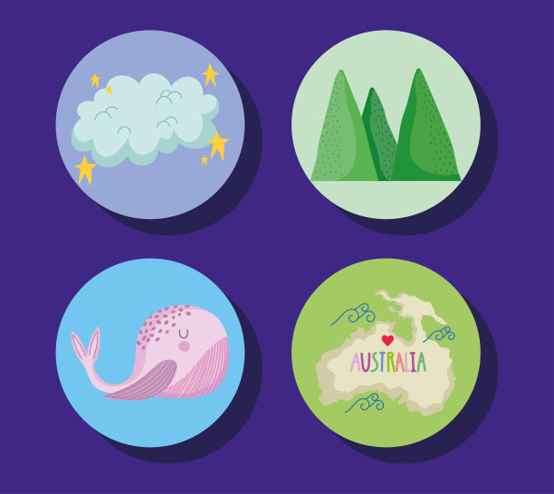 澳大利亚卡通图标图片下载