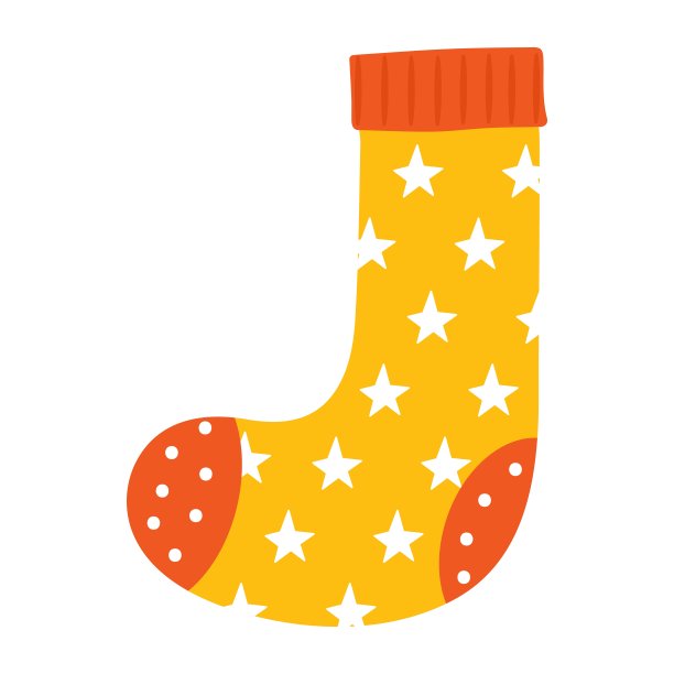 圣诞袜子。圣诞袜或有雪花的袜子。儿童服装带条。矢量插图手绘hygge室内装饰。冬季假期时尚flat。图片下载