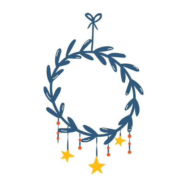 节日的花环上点缀着花朵和星星。树枝和松果。独特的设计为您的贺卡，横幅，传单。矢量插图在现代风格图片下载