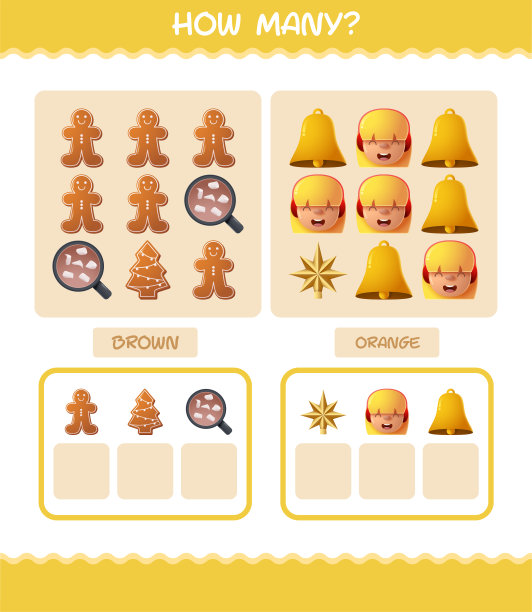 多少卡通圣诞节。计算游戏。学龄前儿童和幼儿的教育游戏图片下载