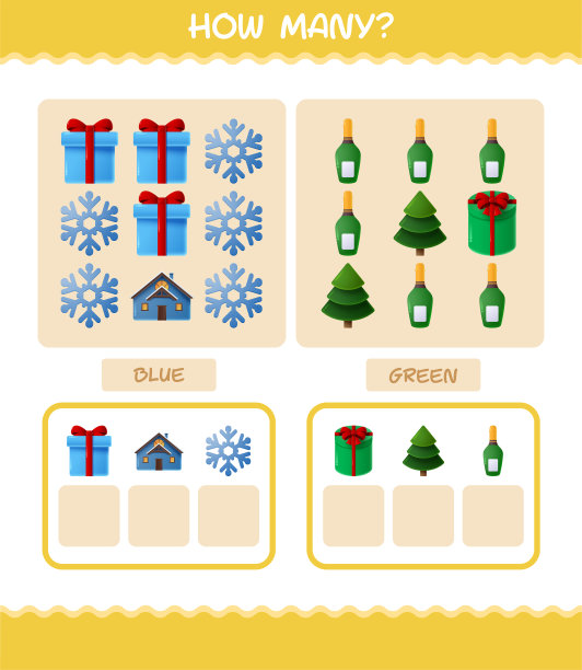 多少卡通圣诞节。计算游戏。学龄前儿童和幼儿的教育游戏图片下载