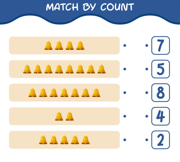 按卡通钟数匹配。比赛和计数游戏。学龄前儿童和幼儿的教育游戏图片下载