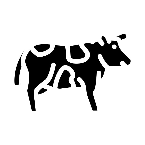 奶牛农田动物字形图标矢量素材图片下载