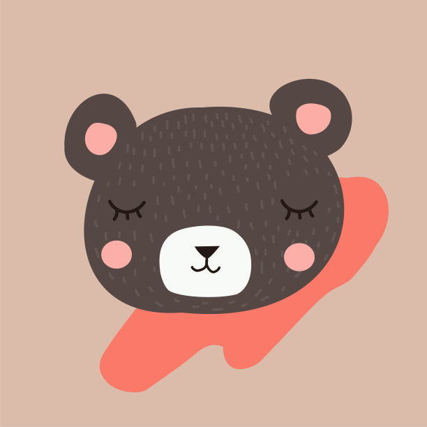 矢量剪贴画与熊。可爱的熊手绘矢量插图的海报，明信片，t恤。图片下载