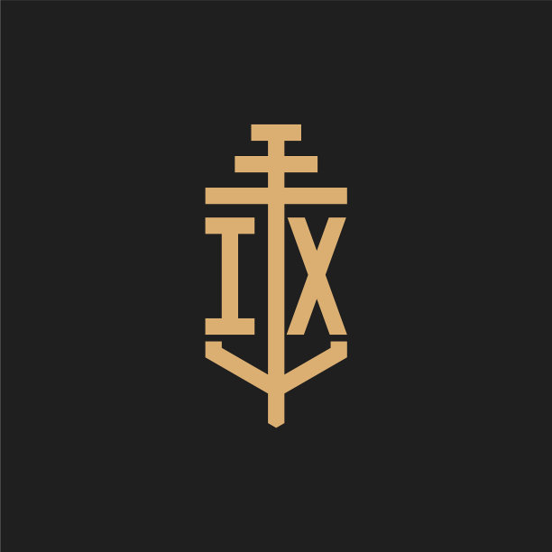 Ix最初的标志字母与支柱图标设计图片下载
