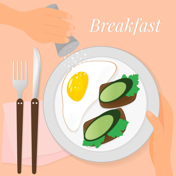 早餐有煎蛋和烤面包图片下载