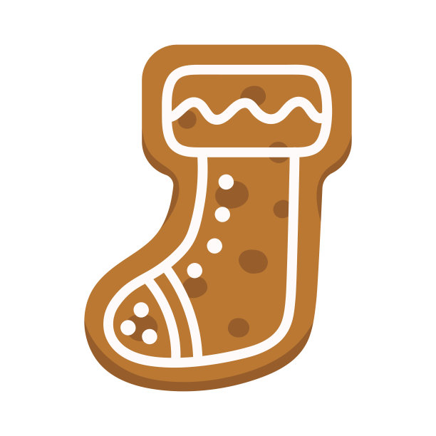 圣诞袜形状的糖霜饼干，姜饼图片下载