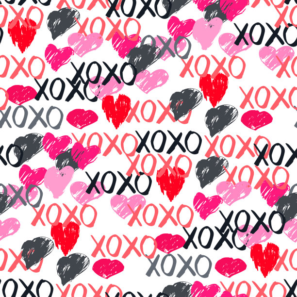 XOXO刷字标志无缝图案图片下载