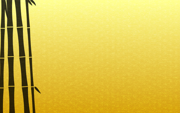 日本风格的竹子背景，水墨画风格的竹子在黄色的背景上，复制空间在右侧图片下载